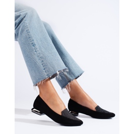 SHELOVET Schwarze Damenmokassins mit Daszyński-Spitzmuster 1