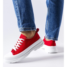 Rote Sneakers mit sportlicher Bettole-Sohle 1