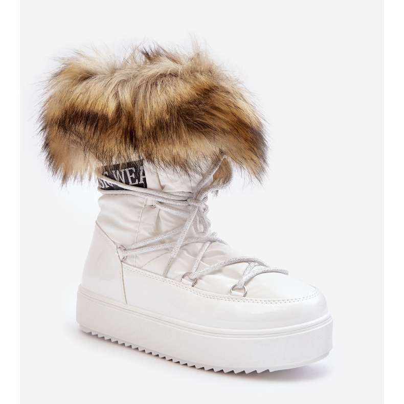 Damen-Schneestiefel zum Schnüren, weiß, Santero 1