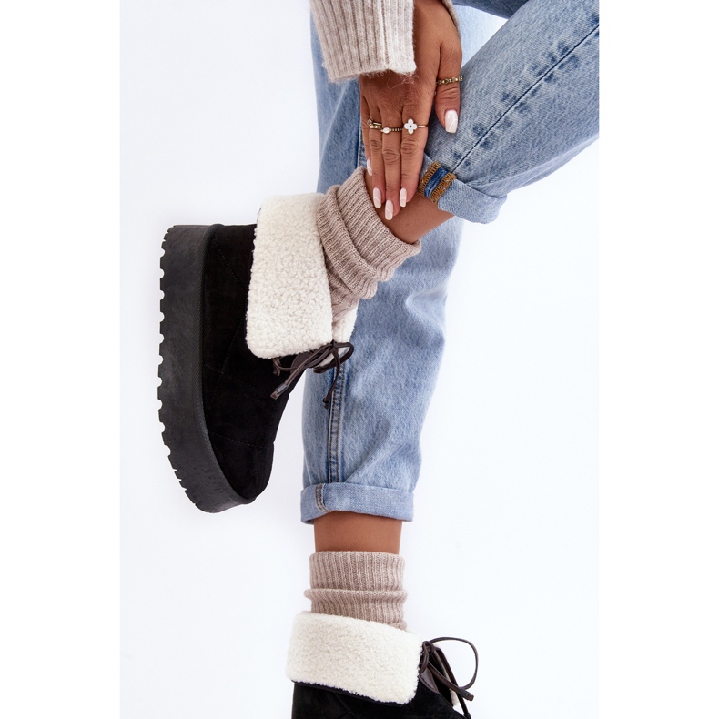 Plateau-Schneestiefel mit Schaffellmantel, Black Olimuka schwarz 2