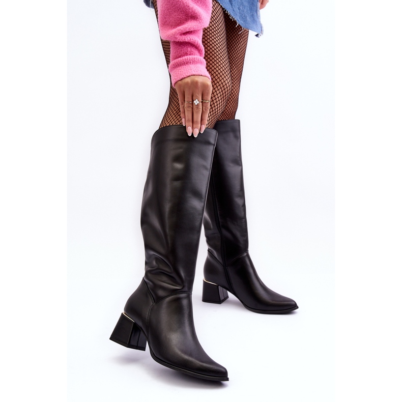 Lewski Shoes Damen-Lederstiefel mit hohem Absatz, Schwarz, Lewski 2928/B/2 1