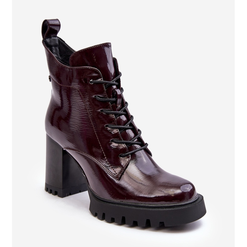 S.Barski Lack-Stiefeletten, isoliertes Burgunderrot D&amp;A MR870-54 1