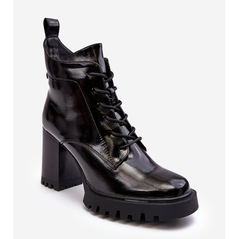 S.Barski Isolierte Lackstiefel mit hohem Absatz, Schwarz D&amp;A MR870-54 1