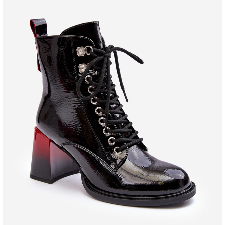 S.Barski Stiefeletten aus Lackleder D&amp;A MR870-06 Schwarz 1