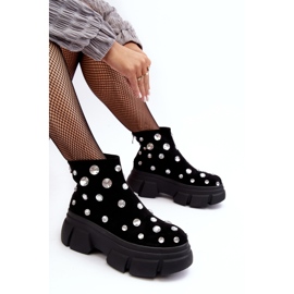 S.Barski Isolierte Wildlederstiefel mit Kristallen D&amp;A MR870-83 Schwarz 1