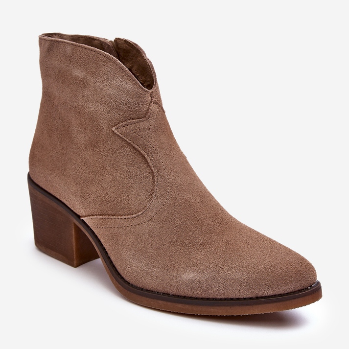 S.Barski Wildleder-Cowboystiefel mit Reißverschluss D&amp;A SN622-29 Dunkelbeige 1