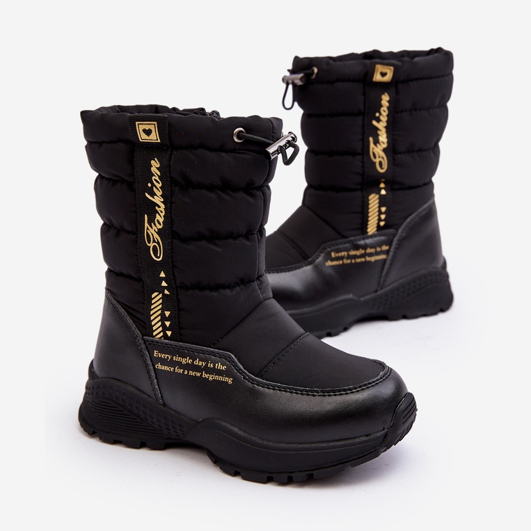 Mit Wolle isolierte Schneestiefel für Kinder mit Reißverschluss Black Delhi schwarz 1