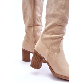 Day-Vine Damen-Wildlederstiefel mit hohem Absatz Hellbeige Khabira 2