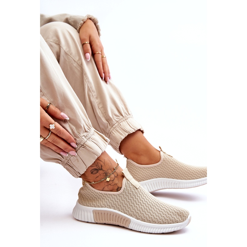 Klassische Slip-On-Sportschuhe für Damen, Beige 1