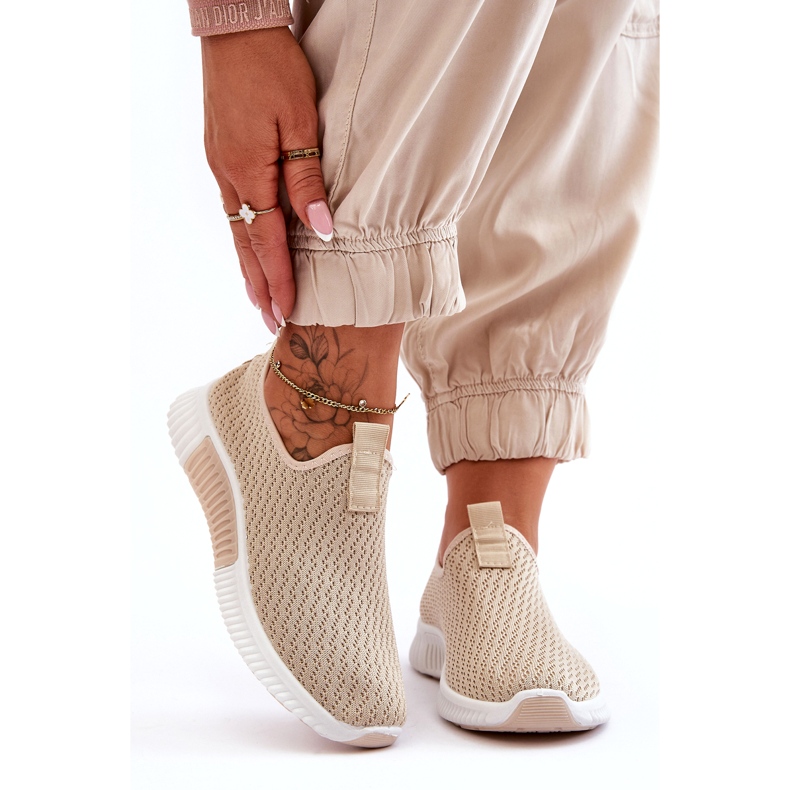 Klassische Slip-On-Sportschuhe für Damen, Beige 2