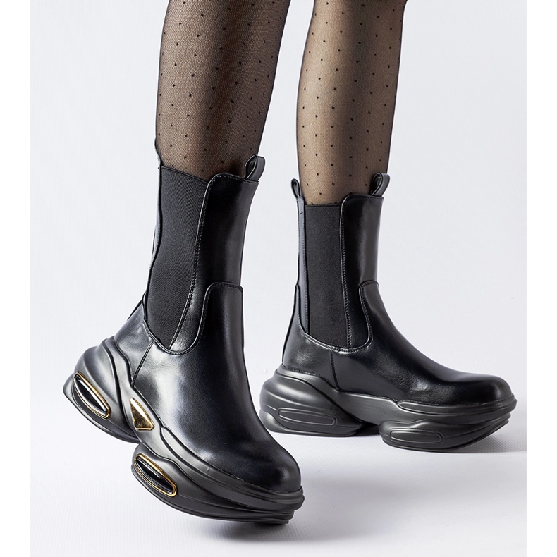 Big Star Schwarze, massive Sant'Egidio-Stiefeletten zum Hineinschlüpfen 1