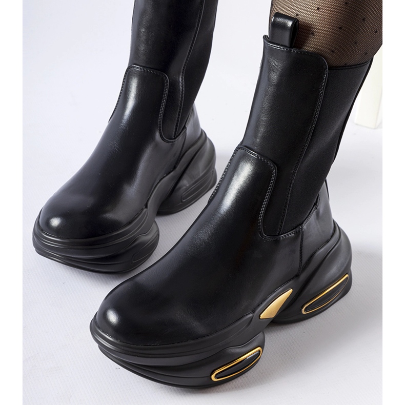 Big Star Schwarze, massive Sant'Egidio-Stiefeletten zum Hineinschlüpfen 2