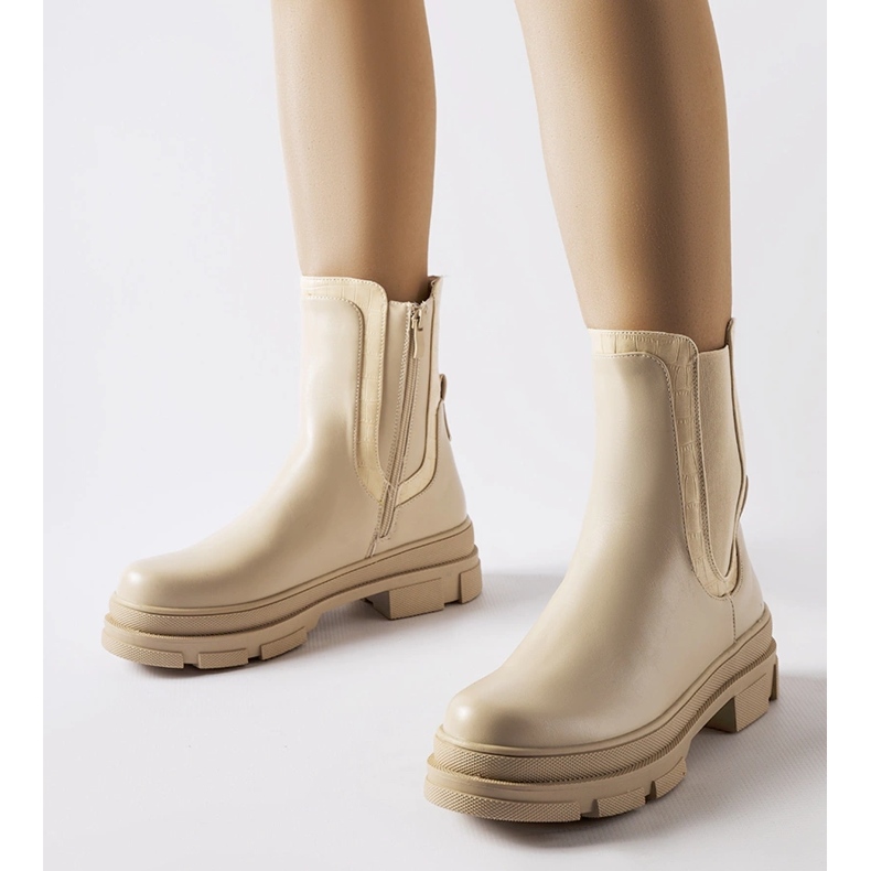 Beigefarbene Sneaker mit massiver Torin-Sohle grün 1