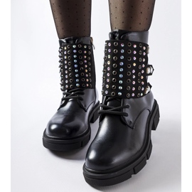 Schwarze Stiefeletten, verziert mit Cento-Zirkonen 2