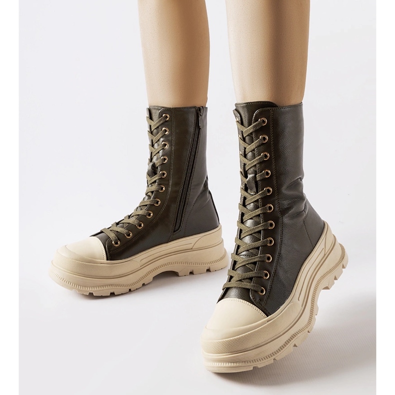 Giselda dunkelgrüne Schuhe mit dicker Sohle 1