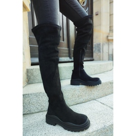 Schwarze Overknee-Stiefel für Damen aus Wildleder 5