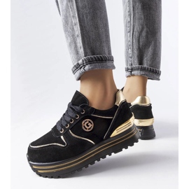 Schwarz-goldene Plateau-Sneaker von Therrien 1