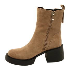 Filippo Beige Wildleder-Stiefeletten mit hohem Absatz 1