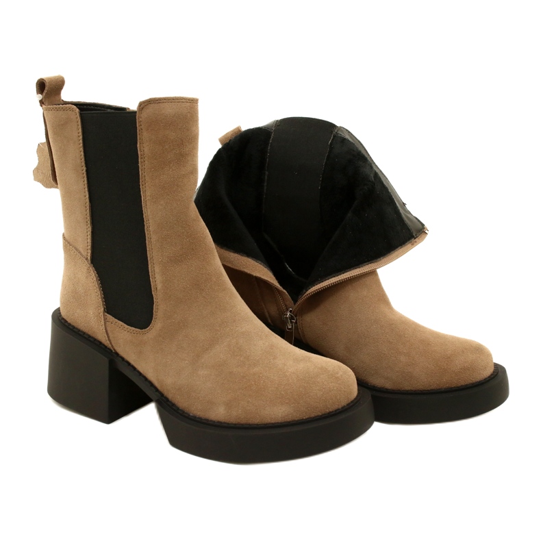 Filippo Beige Wildleder-Stiefeletten mit hohem Absatz 4