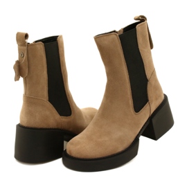 Filippo Beige Wildleder-Stiefeletten mit hohem Absatz 3