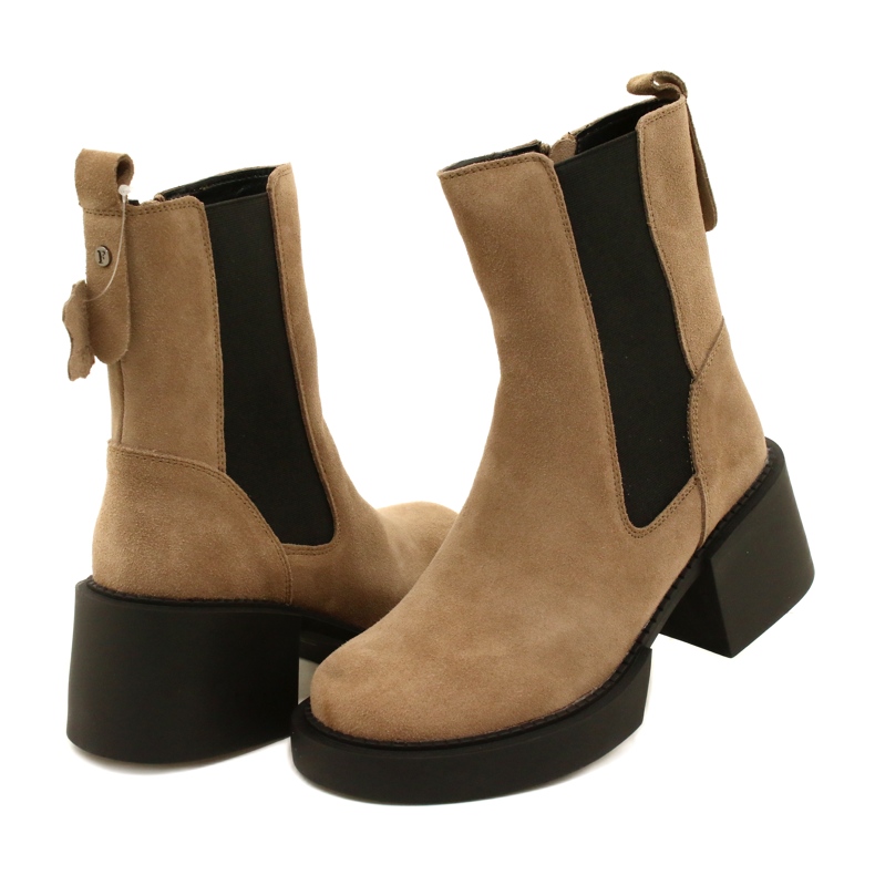 Filippo Beige Wildleder-Stiefeletten mit hohem Absatz 3