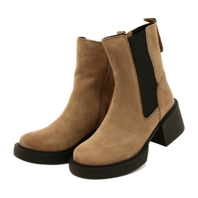 Filippo Beige Wildleder-Stiefeletten mit hohem Absatz 2