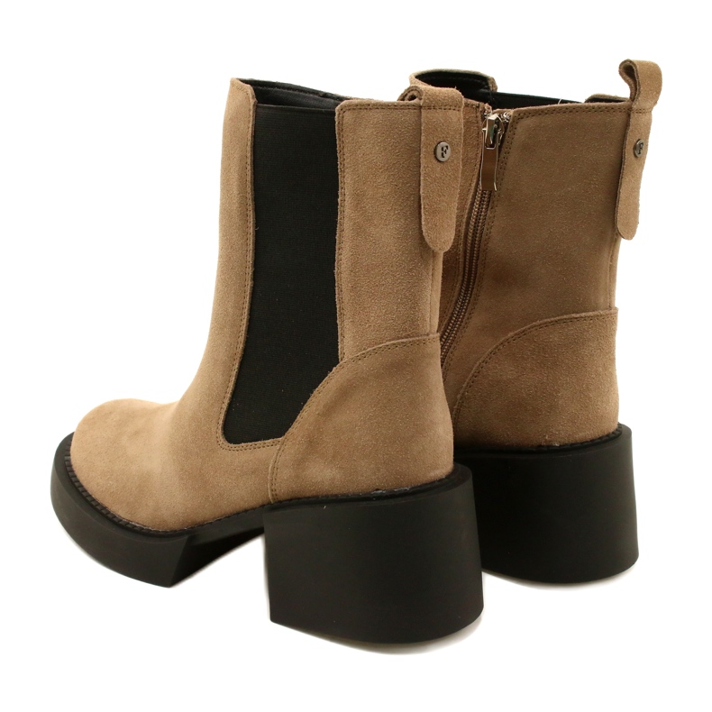 Filippo Beige Wildleder-Stiefeletten mit hohem Absatz 5