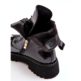 Damen-Arbeiter-Stiefeletten aus Lackleder mit Verzierung Schwarz S.Barski MR870-67 1