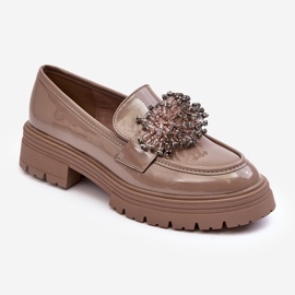 WD1 Verzierte Lackschuhe für Damen, Beige Annella 1