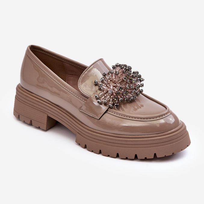 WD1 Verzierte Lackschuhe für Damen, Beige Annella 1