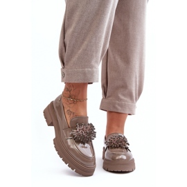 WD1 Verzierte Lackschuhe für Damen, Beige Annella 2