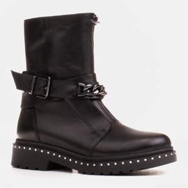 Marco Shoes Marco 1262B Damen Wanderschuhe mit Kette, Glany schwarz 1