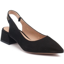 Marco Shoes Schwarze Wildledersandalen mit Zierdüsen 2