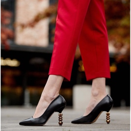 Marco Shoes Lederstilettos aus weichem Narbenleder mit Steinen schwarz 2