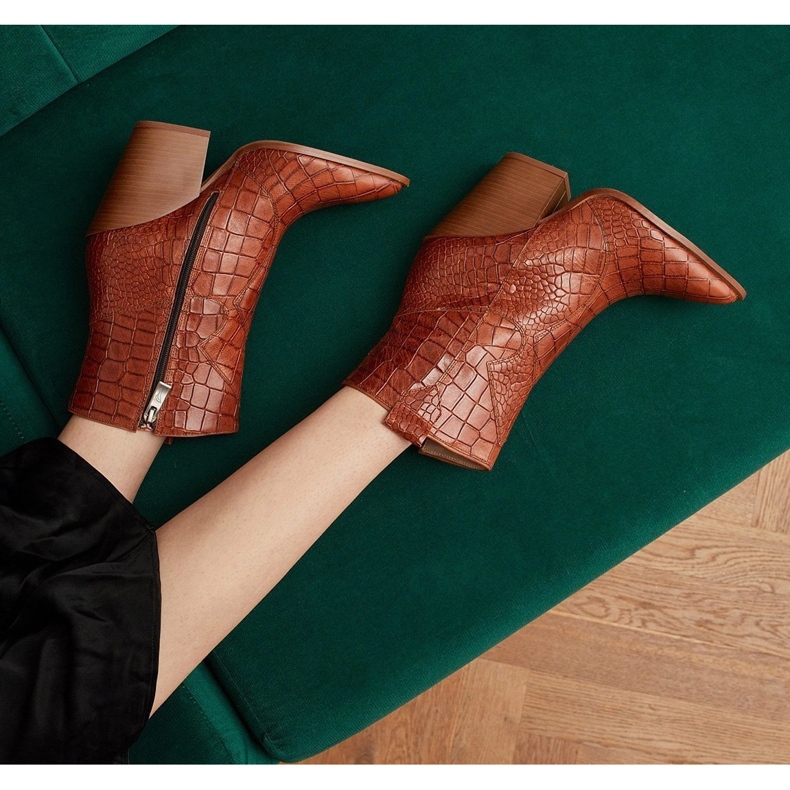 Marco Shoes Damen Cowboystiefel aus Naturleder mit Prägung braun 1