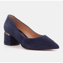Marco Shoes Pumps aus naturbelassenem Wildleder mit silbernem Detail an der Ferse blau 1