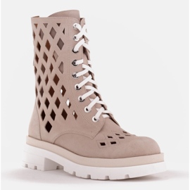 Marco Shoes Veloursstiefel mit Perforation beige 1