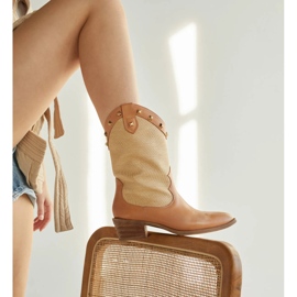 Marco Shoes Cowboystiefel in Kombination aus Leder und Leinenstoff 2186B + J-003-1266-4 beige 1