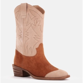 Marco Shoes Bestickte Cowboystiefel aus Wildleder 2205B-813-096-1 beige braun 1