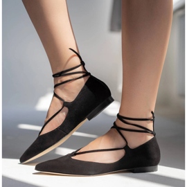 Marco Shoes Wildleder-Ballerinas mit einem Riemen um schwarz 1