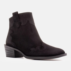 Marco Shoes Elegante Lederstiefelette mit niedrigem Absatz schwarz 1