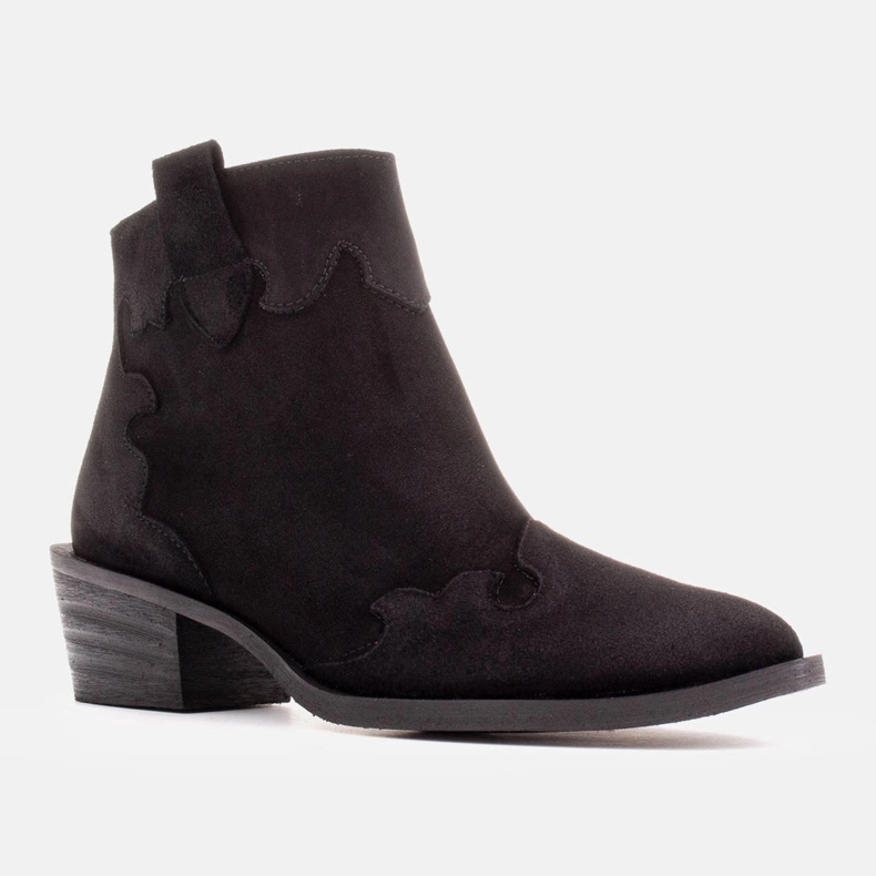 Marco Shoes Elegante Lederstiefelette mit niedrigem Absatz schwarz 1