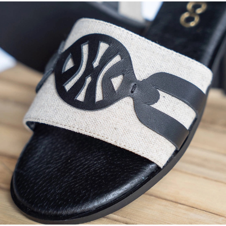 Marco Shoes Elegante Hausschuhe aus Stoff kombiniert mit Leder beige 1