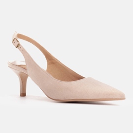 Marco Shoes Sommerliche Pumps aus zartem Veloursleder in Beige 1