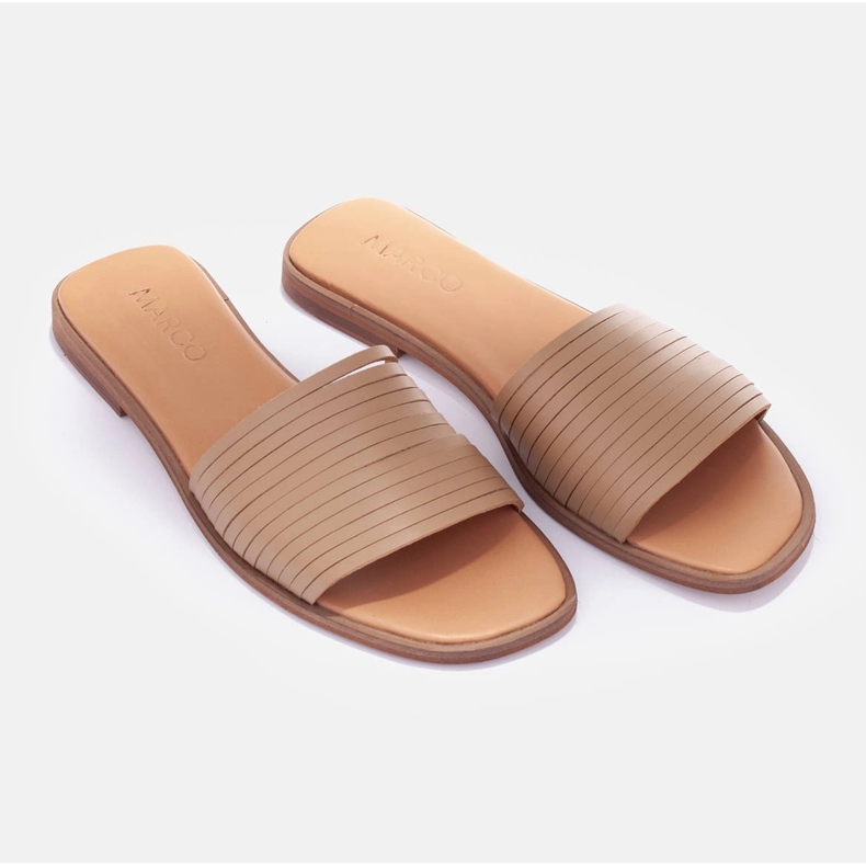 Marco Shoes Lederpantoffeln beige 1