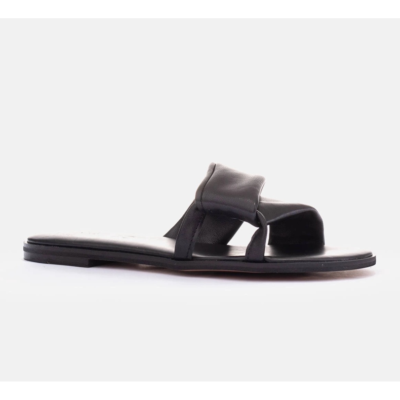 Marco Shoes Leder-Flip-Flops auf flachem Boden schwarz 1