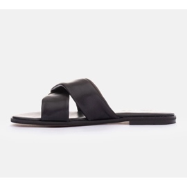 Marco Shoes Leder-Flip-Flops auf flachem Boden schwarz 2