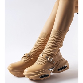 Beige Stiefeletten mit Sockenobermaterial von Ivana 1