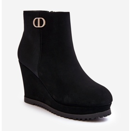 WJ2 Damen-Keilstiefeletten mit kleiner Verzierung, Schwarz Bertolina 1