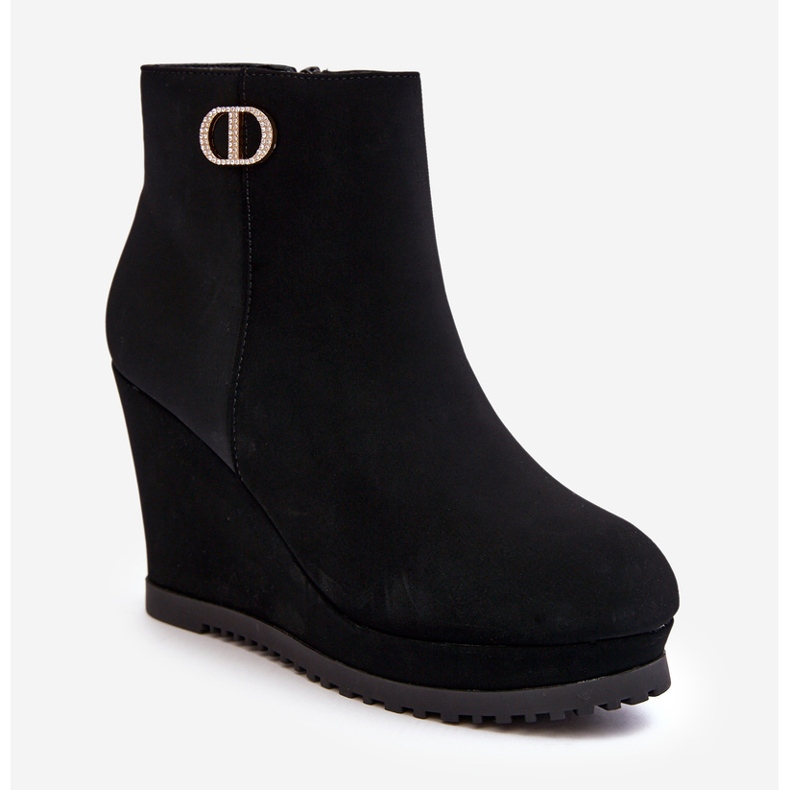 WJ2 Damen-Keilstiefeletten mit kleiner Verzierung, Schwarz Bertolina 1